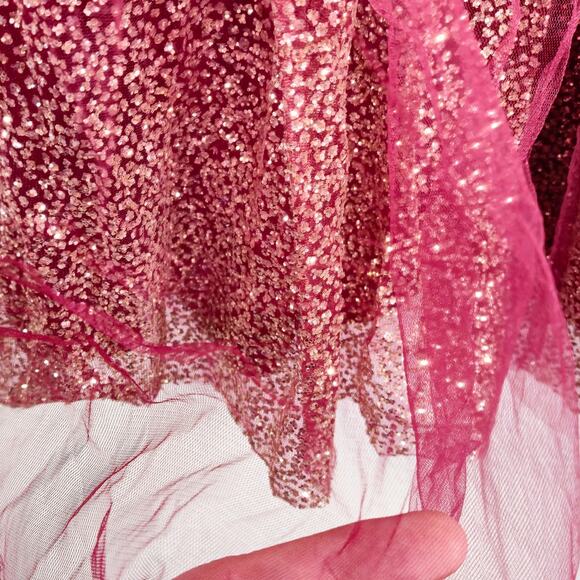 NEW Lulus Women’s Mini Dress Glitter Mesh Red School Dance Cocktail Party Size M - Picture 6 of 10